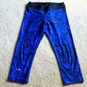 Under Armour Heat Gear Compression Purple and Black Capri Leggings S